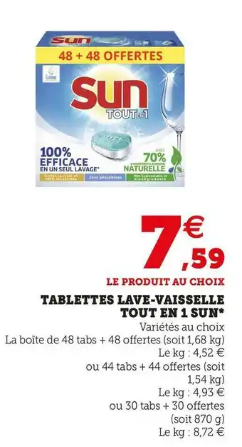 Super U TABLETTES LAVE-VAISSELLE TOUT EN 1 offre