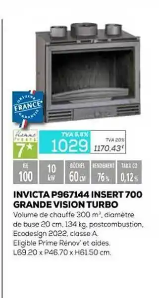 Copra Invicta p967144 insert 700 grande vision turbo offre