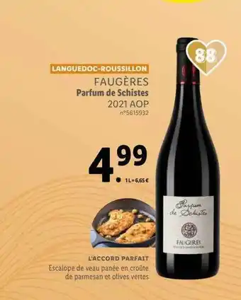 Lidl Faugères parfum de schistes 2021 aop offre