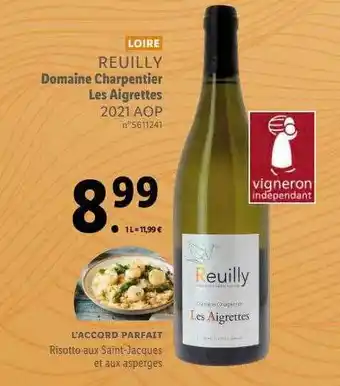 Lidl Reuilly domaine charpentier les aigrettes 2021 aop offre
