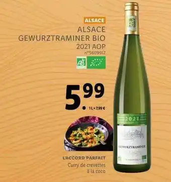 Lidl Alsace gewurztraminer bio 2021 aop offre