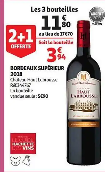 Auchan Bordeaux supérieur 2018 château haut labrousse offre