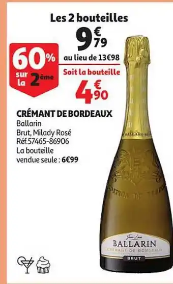 Auchan Crémant de bordeaux ballarin offre