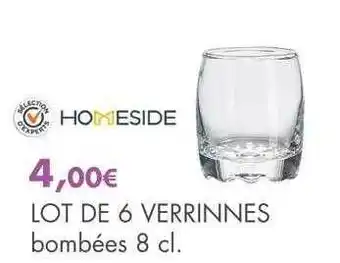 E.Leclerc Lot de 6 verrinnes bombées 8 cl homeside offre