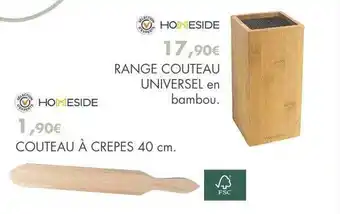 E.Leclerc Range couteau universel en bambou homeside, couteau à crêpes 40 cm homeside offre