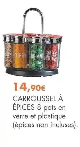 E.Leclerc Carroussel à épices 8 pots en verre et plastique offre