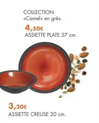 E.Leclerc Collection «camel» en grès : assiette plate 27 cm, assiette creusé 20 cm offre