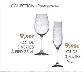 E.Leclerc Collection «pantograve» : lot de 3 verres à pied 35 cl, lot de 3 flûtes 19 cl offre