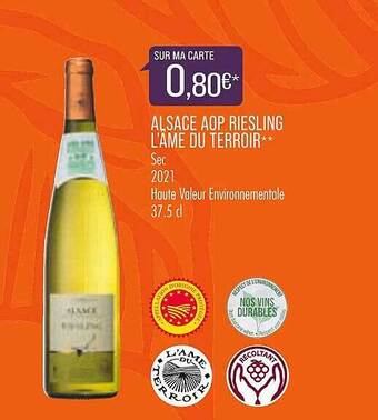 Match Alsace aop riesling l'âme du terroir offre