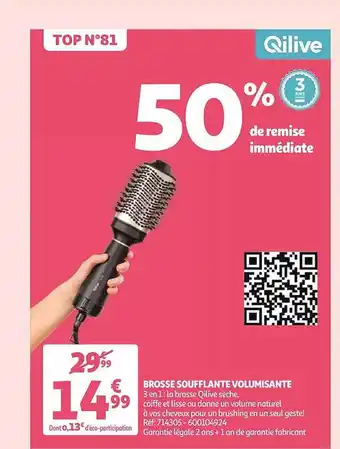 Auchan Brosse soufflante volumisante qilive offre