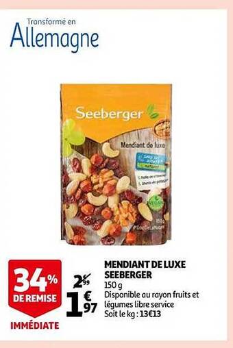 Auchan Mendiant de luxe seeberger offre