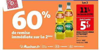 Auchan Huile d'olive vierge extra puget offre