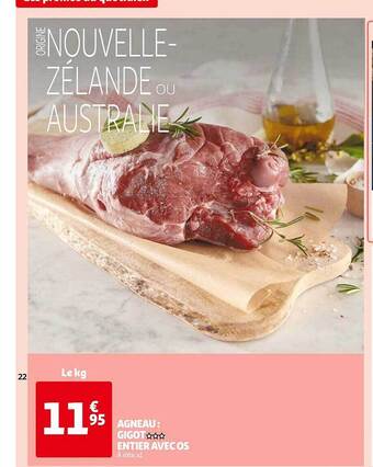 Auchan Agneau : gigot*** entier avec os offre