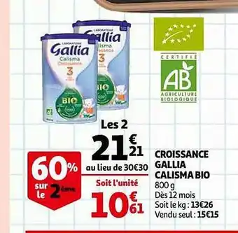 Auchan Croissance gallia calisma bio offre