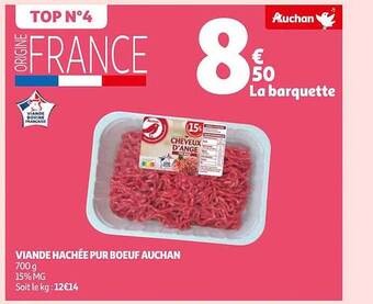 Auchan Viande hachée pur boeuf auchan offre
