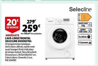 Auchan Lave-linge frontal selecline 600082784 offre