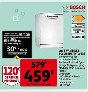 Auchan Lave-vaisselle bosch sms4htw47e offre