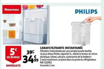 Auchan Carafe filtrante instantanée philips offre