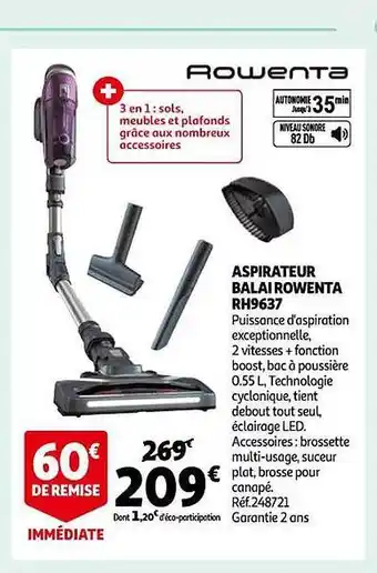 Auchan Aspirateur balai rowenta offre