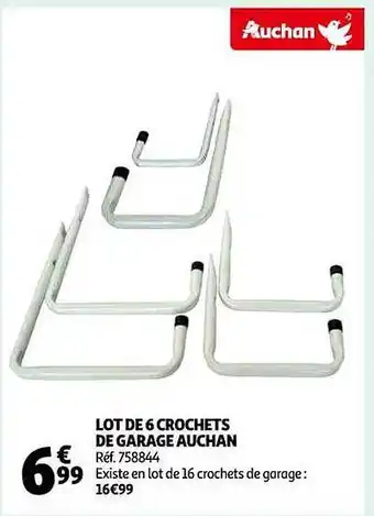 Auchan Lot de 6 crochets de garage auchan offre