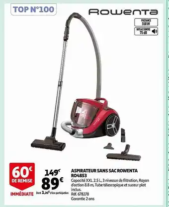 Auchan Aspirateur sans sac rowenta offre