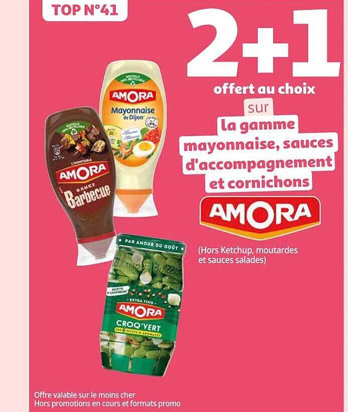 Promo La gamme mayonnaise, sauces et cornichons amora