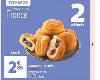 Auchan 4 beignets fourrés offre