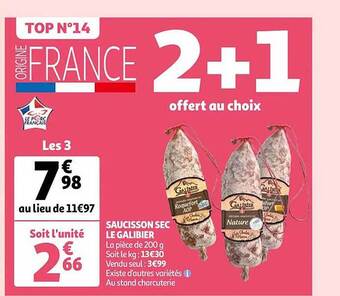 Auchan Saucisson sec le galibier offre