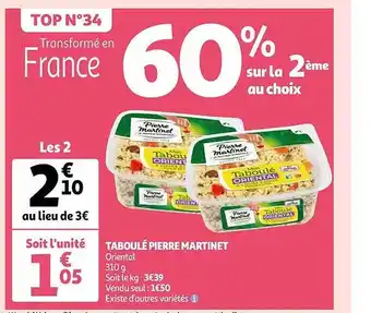Auchan Taboulé pierre martinet offre
