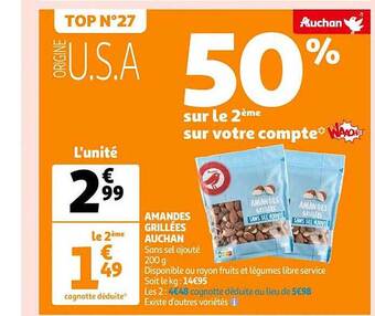 Auchan Amandes grillées auchan offre