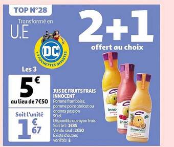Auchan Jus de fruits frais innocent offre