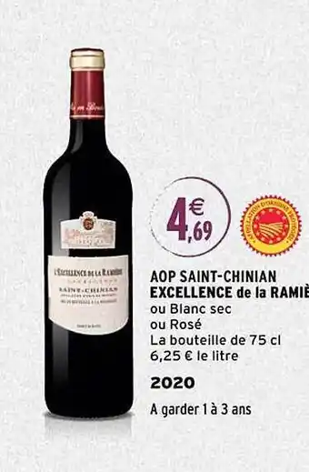Intermarché Aop saint-chinian excellence de la ramière 2020 offre