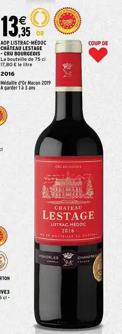 Intermarché Aop listrac-médoc château lestage - cru bourgeois 2016 offre