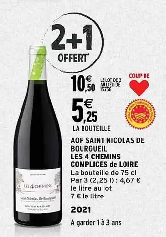 Intermarché Aop saint nicolas de bourgueil les 4 chemins complices de loire 2021 offre