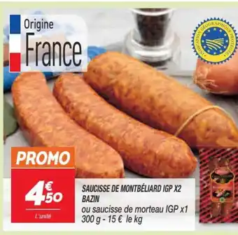 Netto Saucisse de Montbéliard IGP X2 Bazin offre