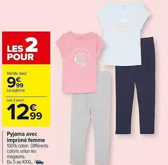 Carrefour Market Pyjama avec imprimé femme offre