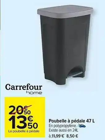 Carrefour Market Poubelle à pédale 47l carrefour home offre
