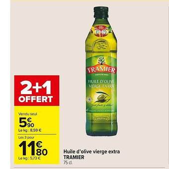 Carrefour Market Huile d'olive vierge extra tramier offre