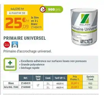 Zolpan Primaire universel zolpan offre
