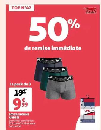 Auchan Boxers homme airness offre