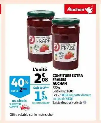 Auchan Confiture extra fraises auchan offre