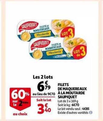 Auchan Filets de maquereaux à la moutarde saupiquet offre