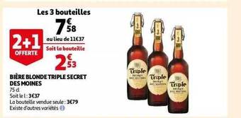 Auchan Bière blonde triple secret des moines offre