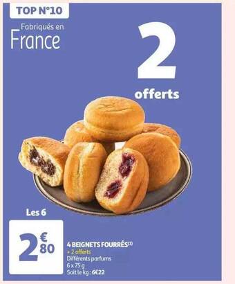 Auchan 4 beignets fourrés offre