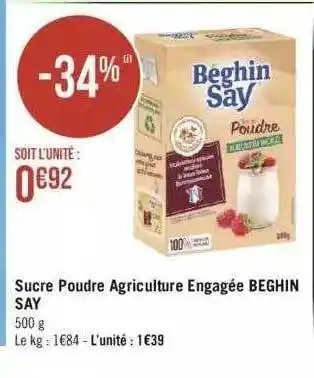 Sucre poudre agriculture engagée beghin say