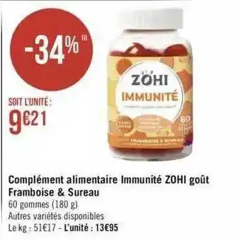 Complément alimentaire immunité zohi goût framboise & sureau