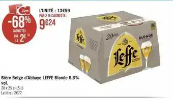 Géant Casino Bière belge d'abbaye leffe blonde 6.6% vol. offre