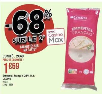 Géant Casino Emmental français 28% m.g. casino offre