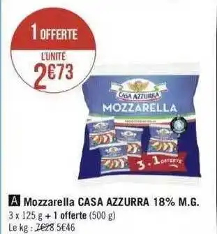 Mozzarella casa azzurra 18% m.g.