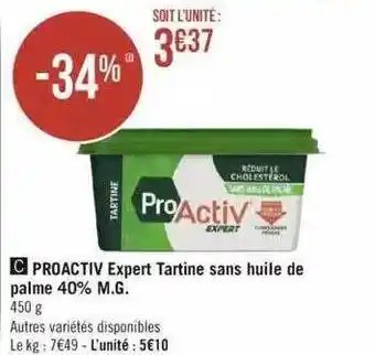 Géant Casino Proactiv expert tartine sans huile de palme 40% m.g. offre